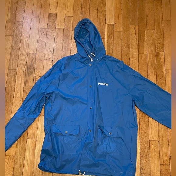 Retro Blue Yachting PVC Rain Jacket O/S - Picture 10 of 14